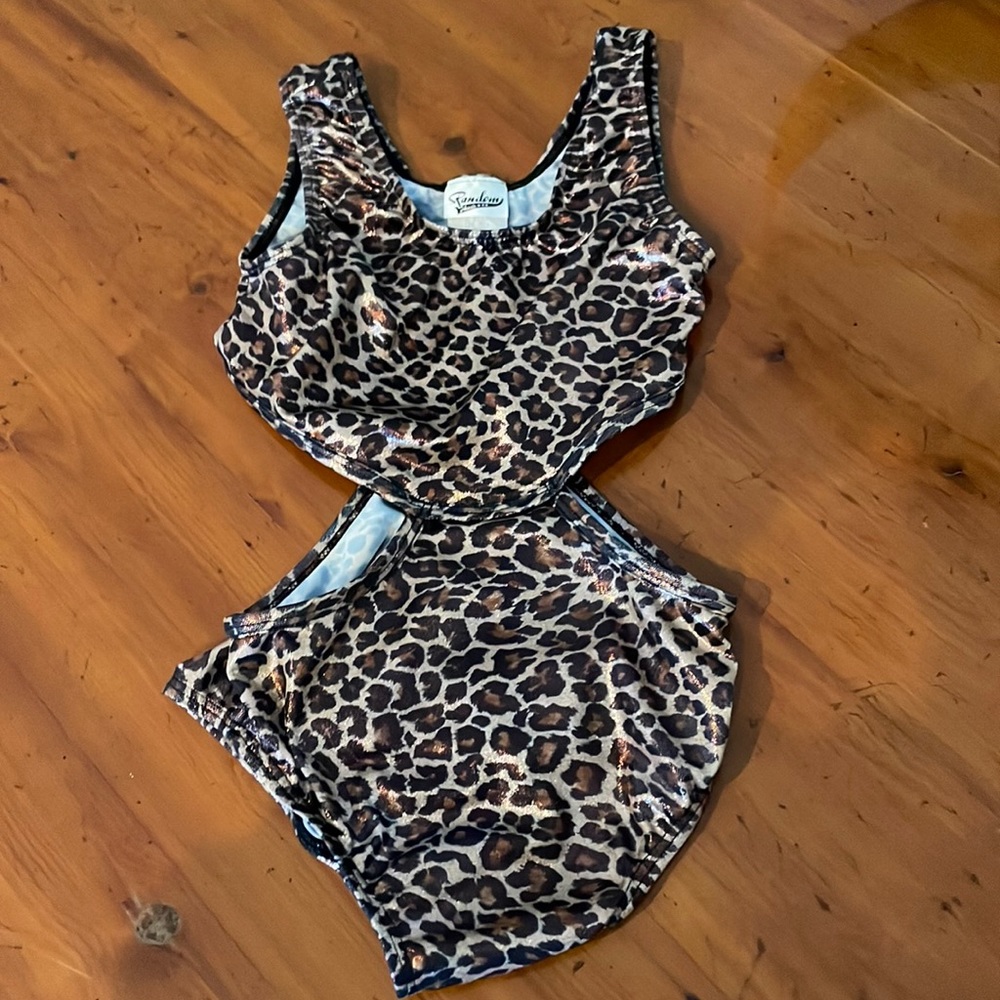 Leopard one piece girls bathing suit. Size 10.